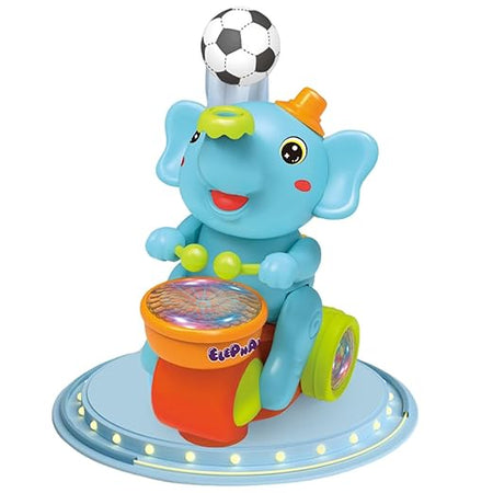 Cute Elephant Toy with Ball on Nose & Dazzling Light Drum Sound