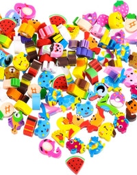 100 Pieces Different Shapes Cartoon Erasers for Kids