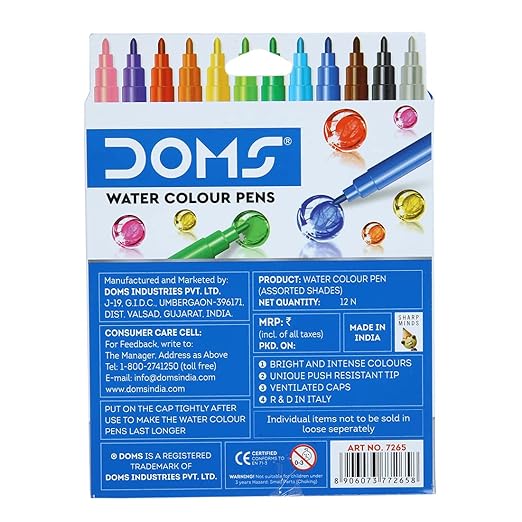 DOMS Aqua Watercolour Pen 12 Shades