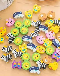 100 Pieces Different Shapes Cartoon Erasers for Kids