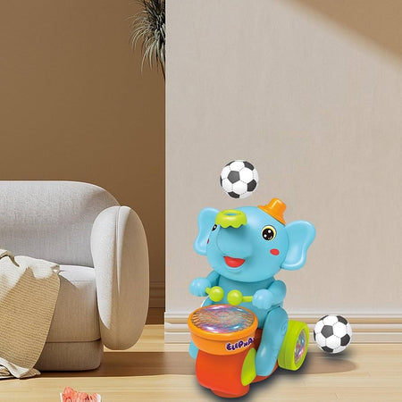 Cute Elephant Toy with Ball on Nose & Dazzling Light Drum Sound