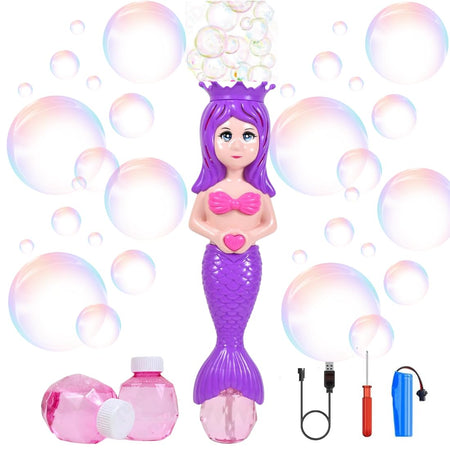Mermaid Automatic Bubble Machine Toy for Kids – USB Rechargeable