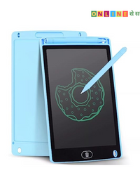 Digital drawing tablet with stylus on a white background
