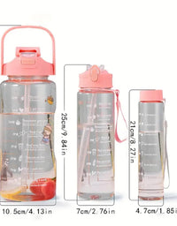 3 in 1 Transparent Water Bottle (2000ML, 900ML, 300ML with Motivational Design

