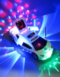 3D Light and Sound Police Car Toy for Kids – Bump and Go Action Vehicle
