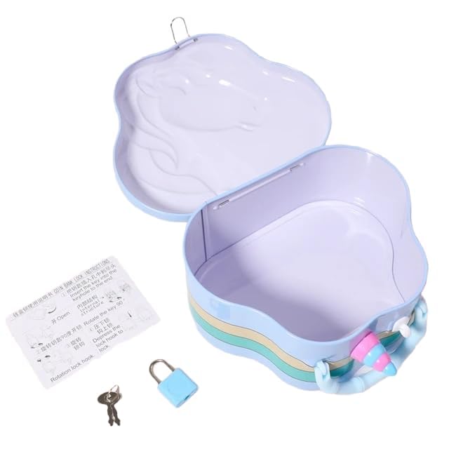 Unicorn Piggy Bank - Stylish Money Saving Tin Coin Bank with Lock and Key