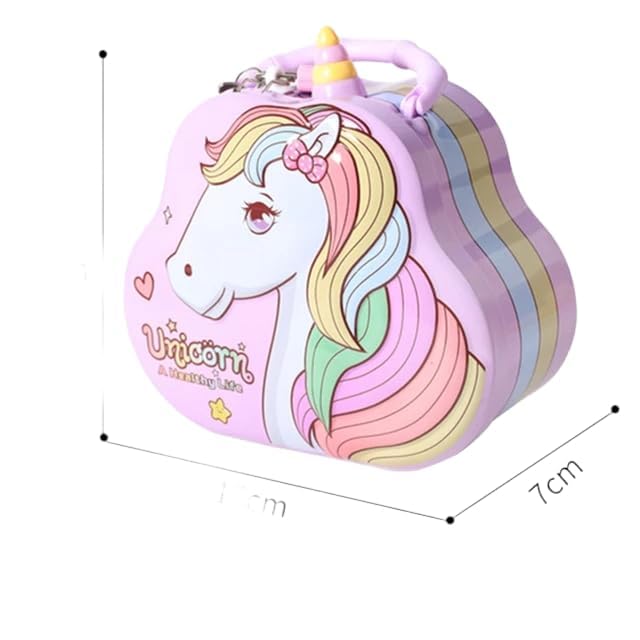 Unicorn Piggy Bank - Stylish Money Saving Tin Coin Bank with Lock and Key