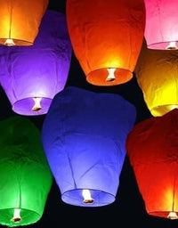 Paper Sky Lanterns Multicolour|Flying Night Sky Light Candle for Diwali
