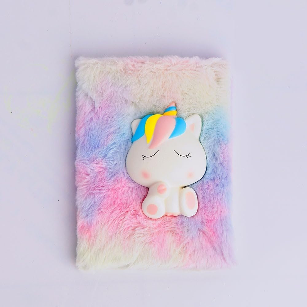 Cartoon Design Diary for Girls, 3D Squishy fur diary