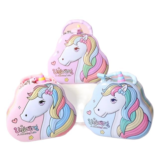 Unicorn Piggy Bank - Stylish Money Saving Tin Coin Bank with Lock and Key