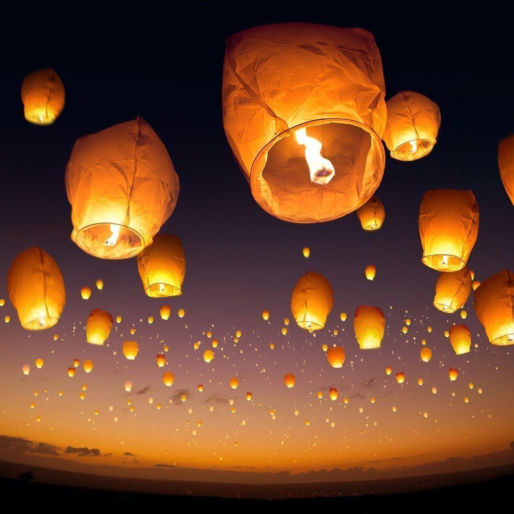 Paper Sky Lanterns Multicolour|Flying Night Sky Light Candle for Diwali