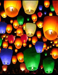 Paper Sky Lanterns Multicolour|Flying Night Sky Light Candle for Diwali
