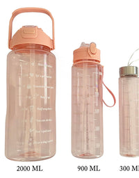 3 in 1 Transparent Water Bottle (2000ML, 900ML, 300ML with Motivational Design
