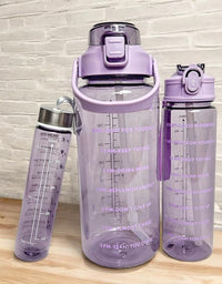 3 in 1 Transparent Water Bottle (2000ML, 900ML, 300ML with Motivational Design
