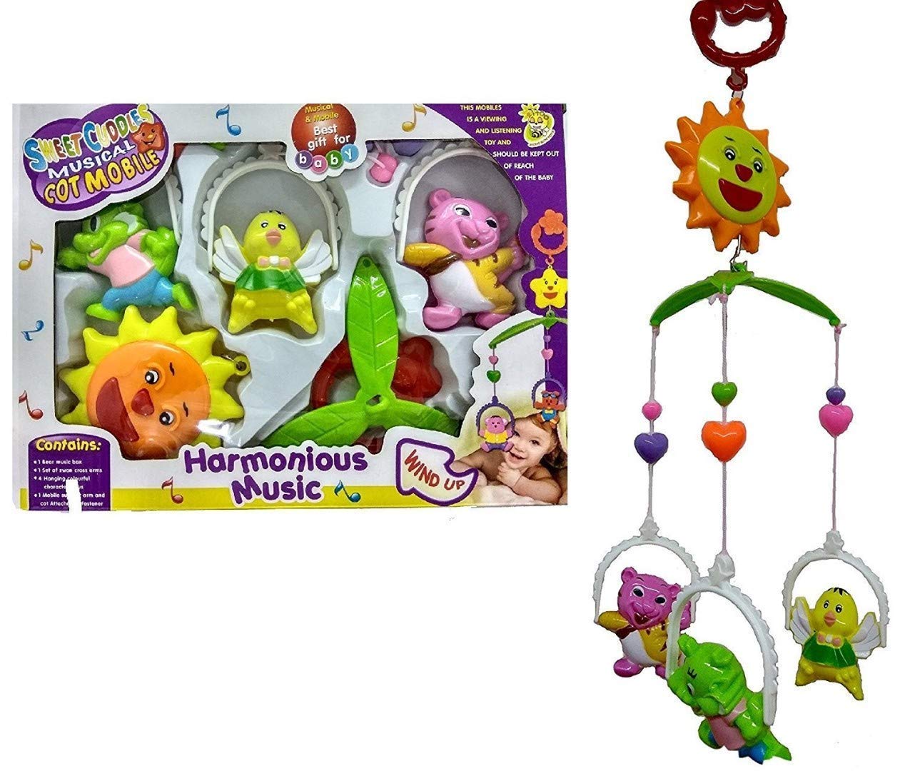 Sweet Cuddle Musical cot Mobile with Harmonious Music Rattle  (Multicolor)