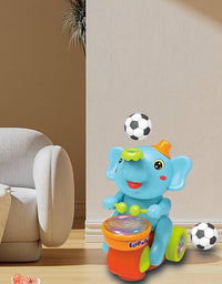 Cute Elephant Toy with Ball on Nose & Dazzling Light Drum Sound
