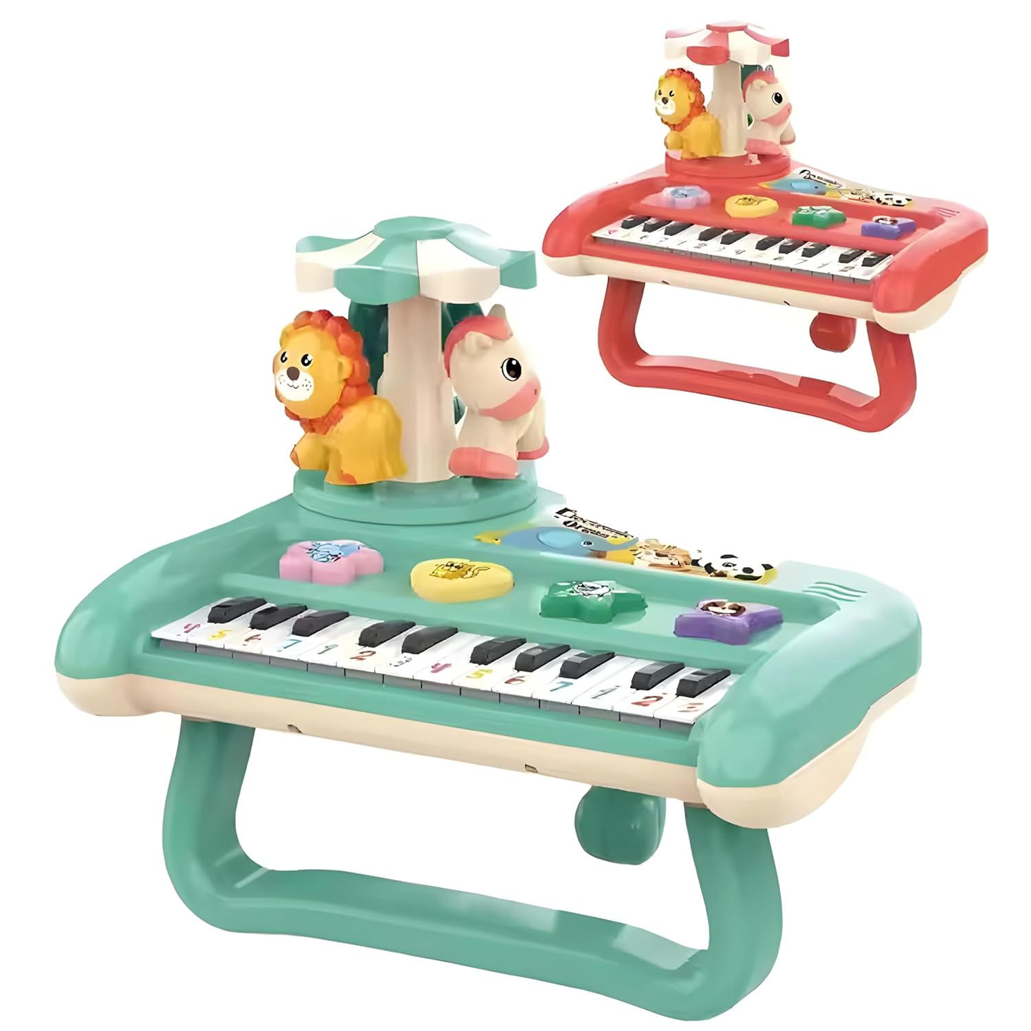 Animal Concert Musical Piano for Kids – Rotary Electronic Organ with Lights & Sound