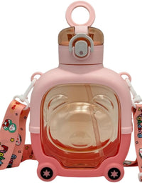 Cute Bear-Shaped Square Water Bottle with Straw and Strap (Kids Special)
