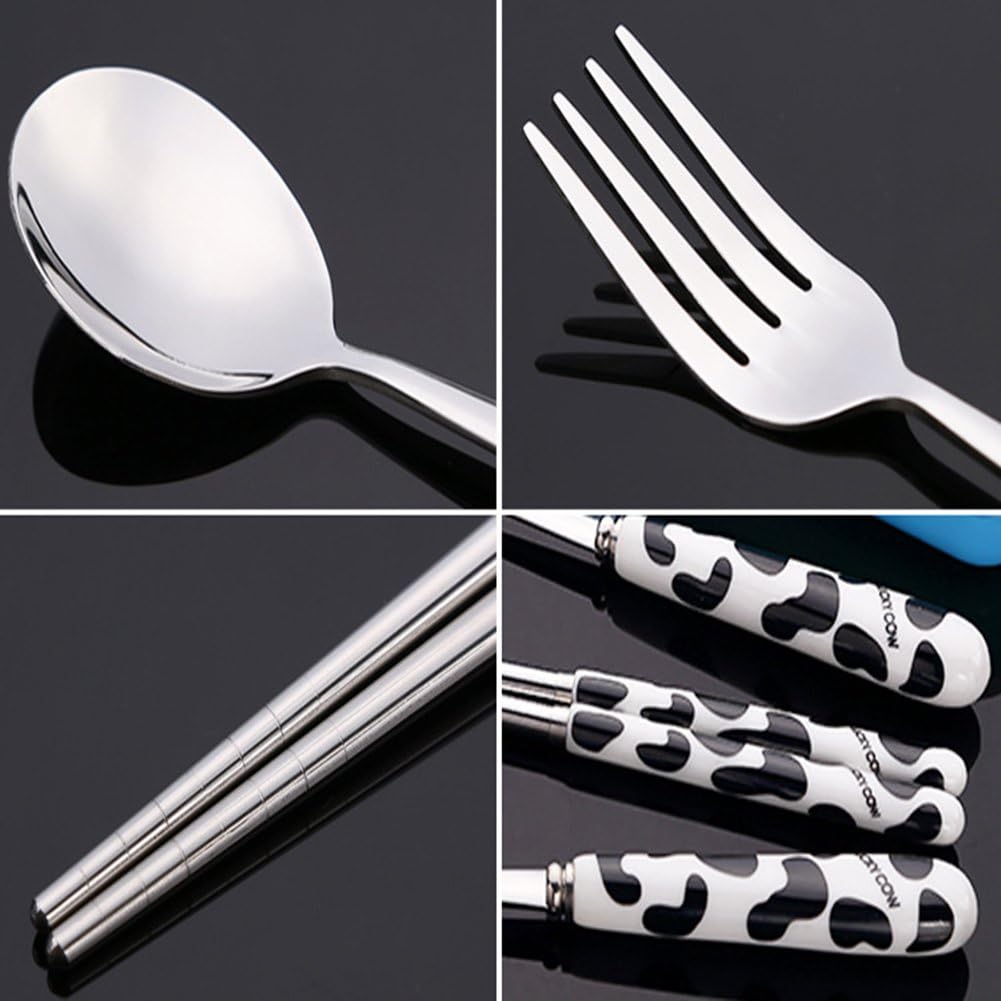 Portable Stainless Steel Cutlery Set – Spoon, Fork & Chopsticks with Case
