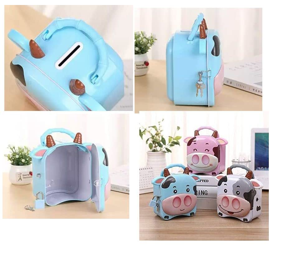 Cute Cow Money Safe Piggy Bank with Lock