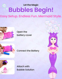 Mermaid Automatic Bubble Machine Toy for Kids – USB Rechargeable
