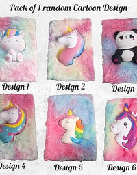 Cartoon Design Diary for Girls, 3D Squishy fur diary
