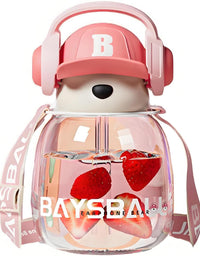Cartoon Earphone Bear Water Bottle For Kids
