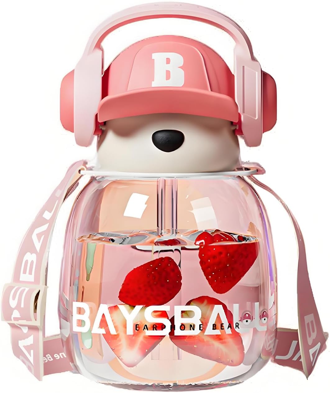 Cartoon Earphone Bear Water Bottle For Kids