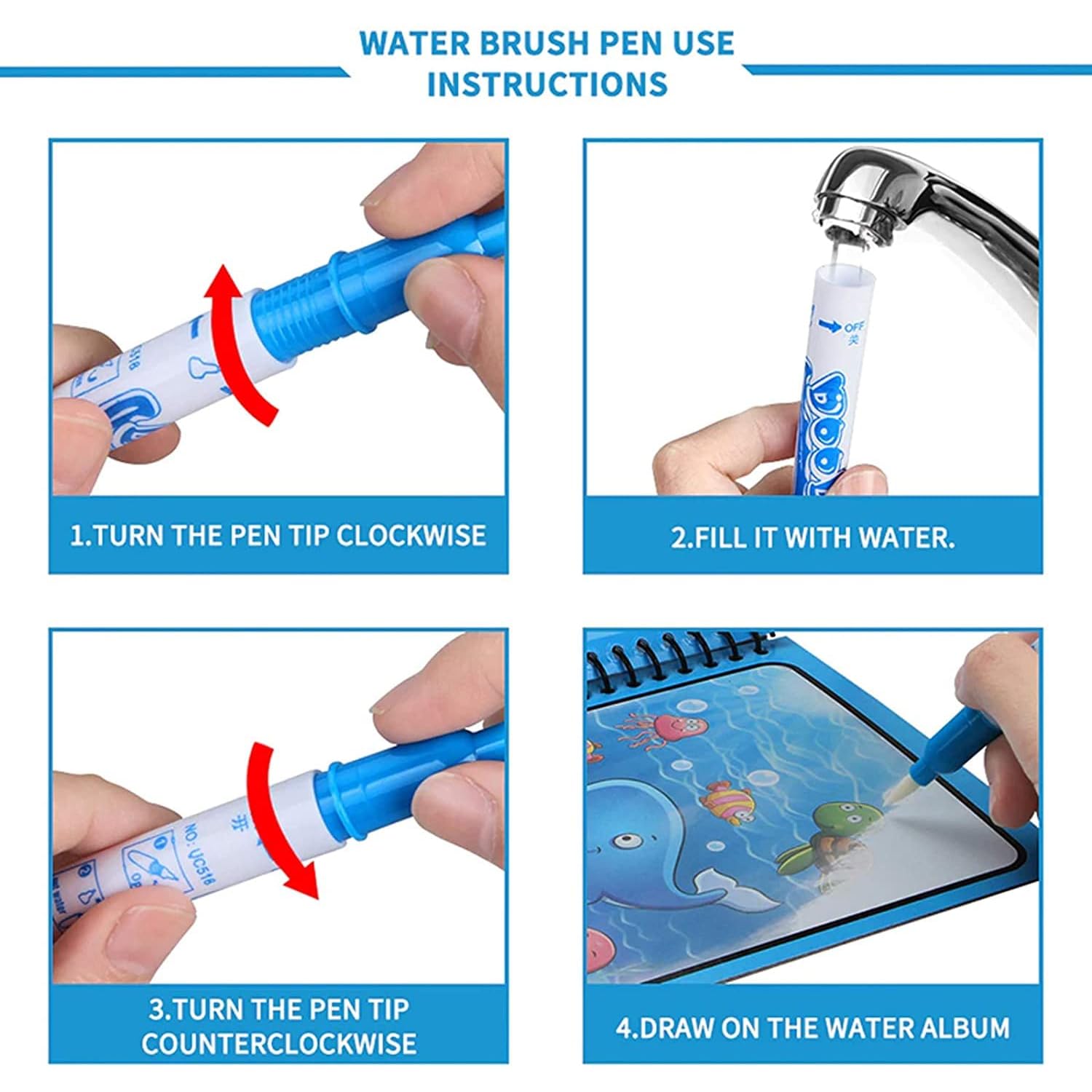Magical Water Drawing Book – Fun and Safe Learning Toy for Kids (Size13*19cm)