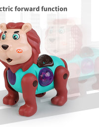 Toy lion with electric forward function on a white background
