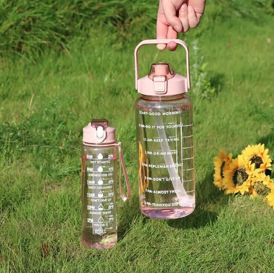 3 in 1 Transparent Water Bottle (2000ML, 900ML, 300ML with Motivational Design