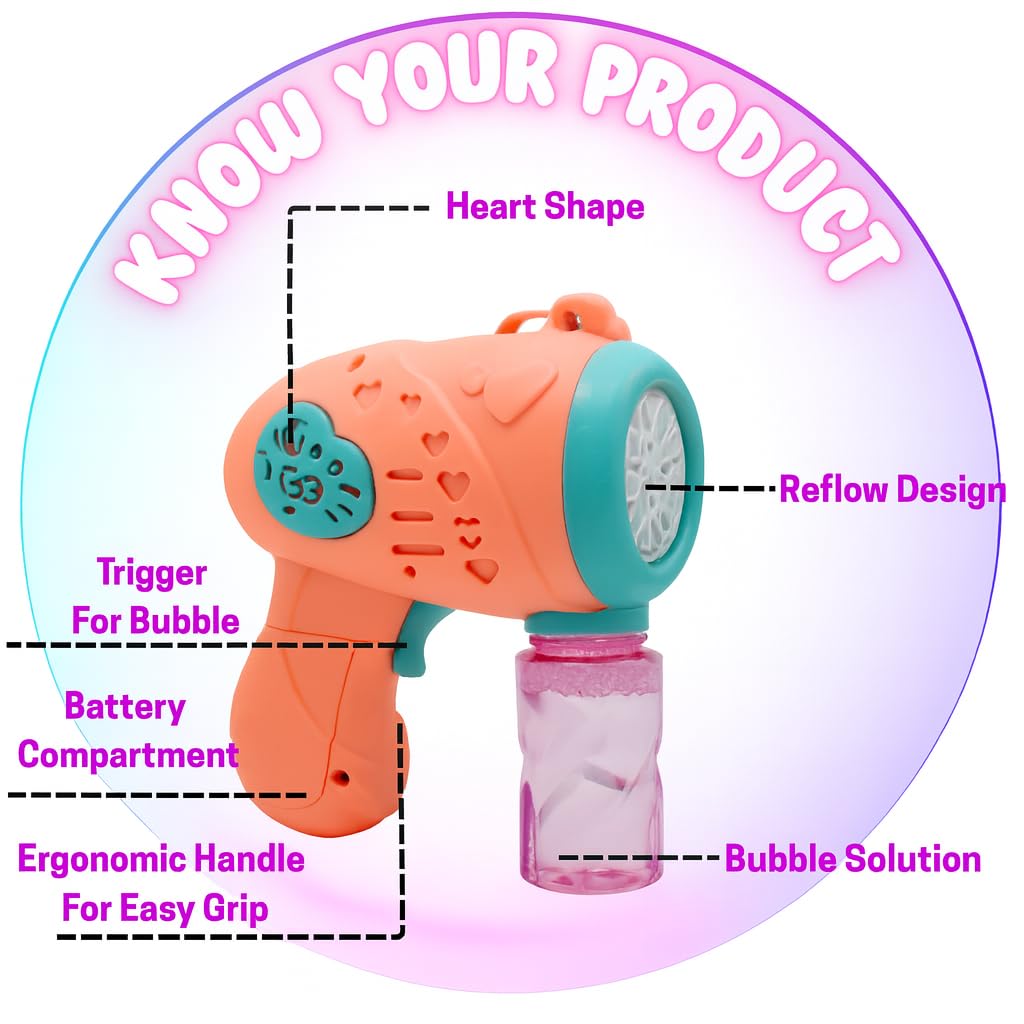Bubble Machine for Kids Automatic Bubble Gun with 1 Bubble Solution (Multicolor)