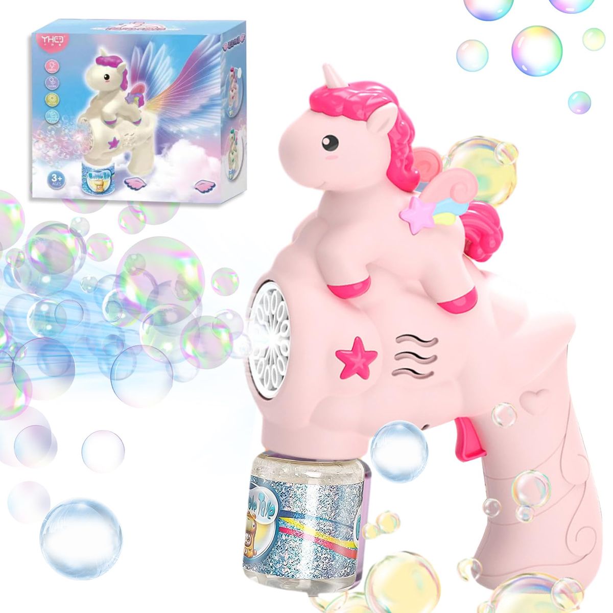 Electric Unicorn Bubble Machine Gun With 1 Bottles Bubble Refill Solution