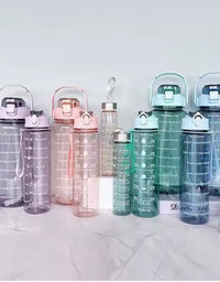 3 in 1 Transparent Water Bottle (2000ML, 900ML, 300ML with Motivational Design
