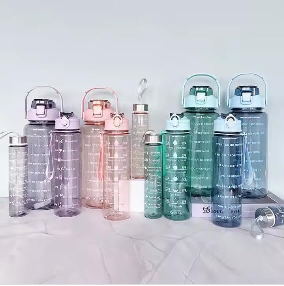 3 in 1 Transparent Water Bottle (2000ML, 900ML, 300ML with Motivational Design