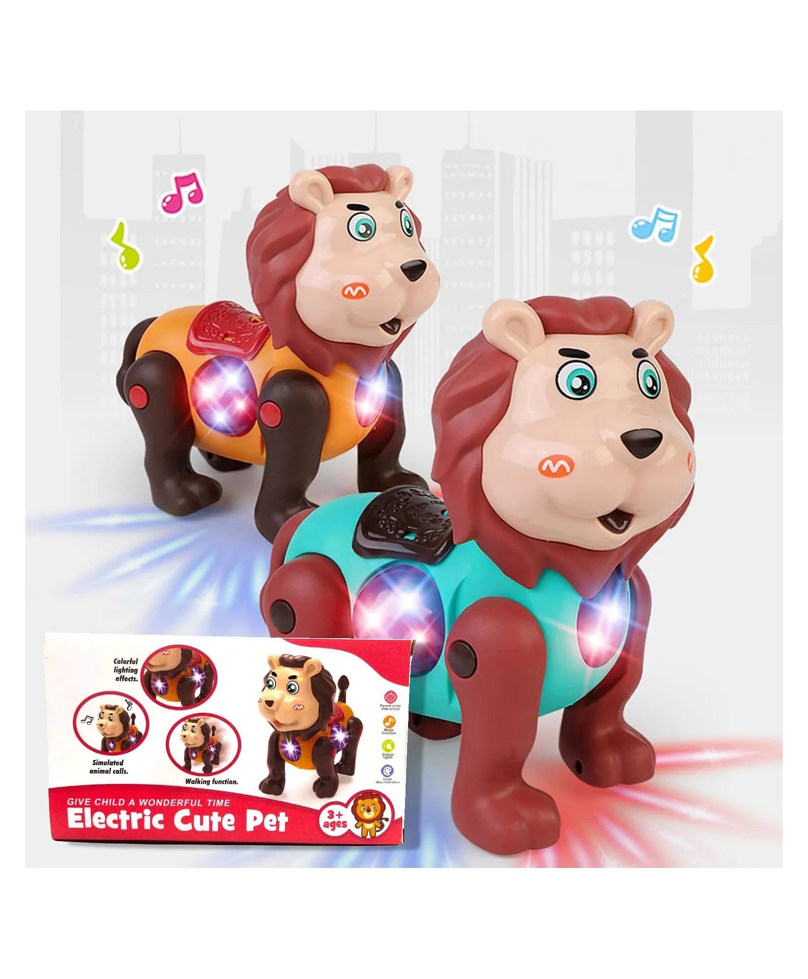 Electric Walking Lion Toy for Kids – Battery Operated Animal Toy with Lights and Roaring Sound | OnlineSesasta.com