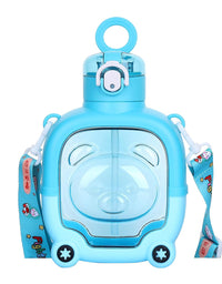 Cute Bear-Shaped Square Water Bottle with Straw and Strap (Kids Special)
