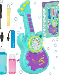 Children's bubble guitar toy with accessories on a white background
