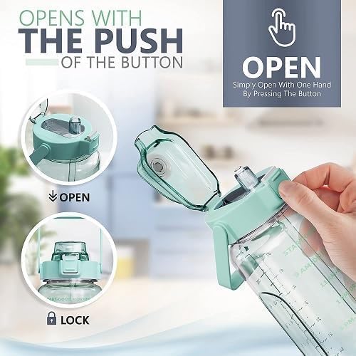 3 in 1 Transparent Water Bottle (2000ML, 900ML, 300ML with Motivational Design
