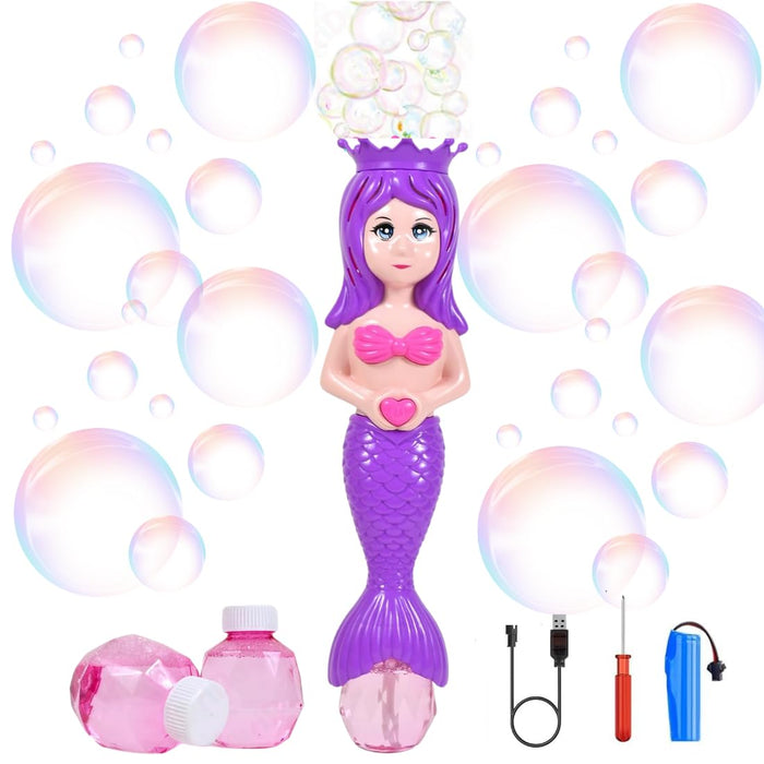 Mermaid Automatic Bubble Machine Toy for Kids – USB Rechargeable