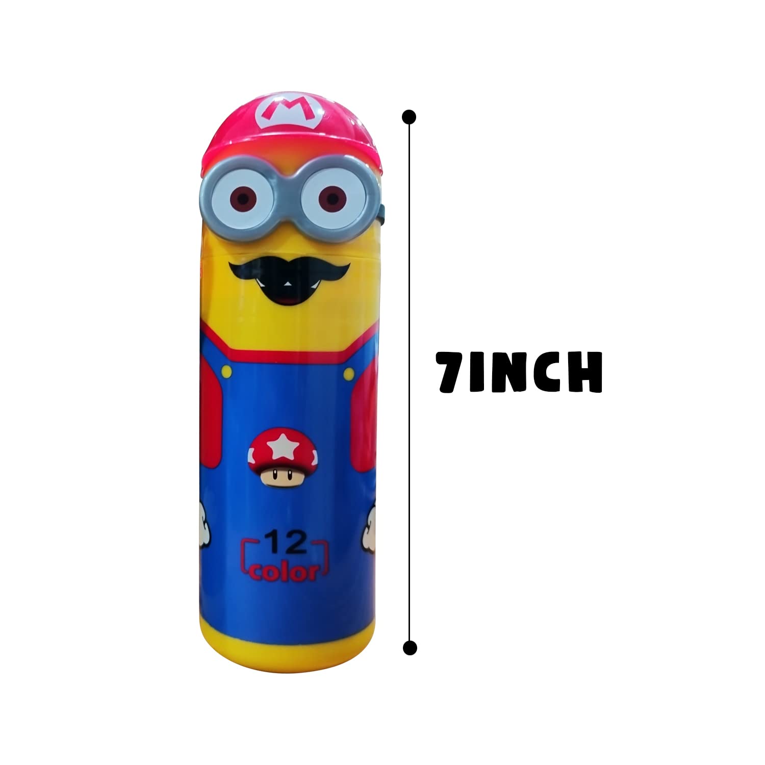 Minions Shaped Sketch Pen-Pencil Box Included with 12 Sketch Pen Set for School Kids (Multicolor)