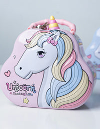 Unicorn Piggy Bank - Stylish Money Saving Tin Coin Bank with Lock and Key
