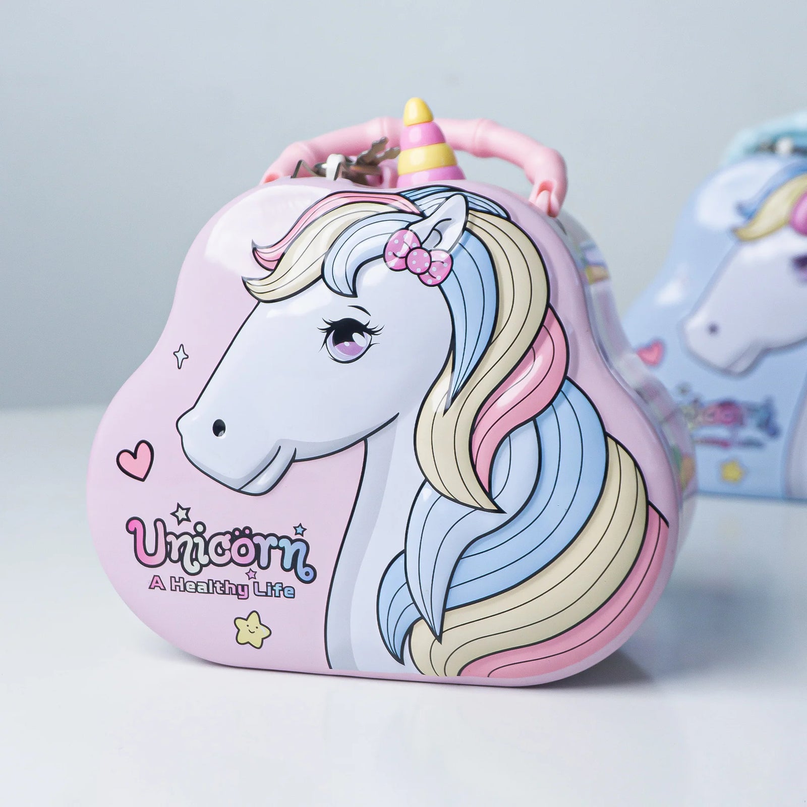 Unicorn Piggy Bank - Stylish Money Saving Tin Coin Bank with Lock and Key