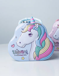 Unicorn Piggy Bank - Stylish Money Saving Tin Coin Bank with Lock and Key
