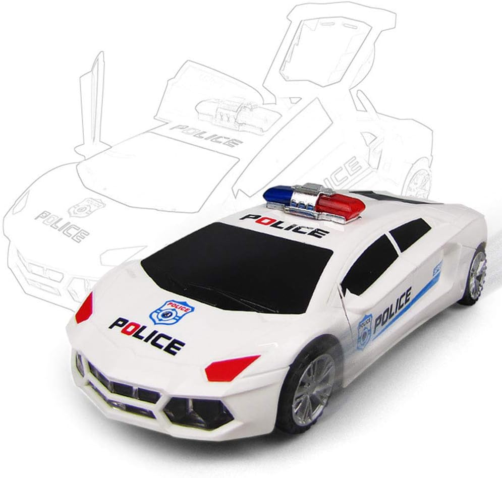 3D Light and Sound Police Car Toy for Kids – Bump and Go Action Vehicle