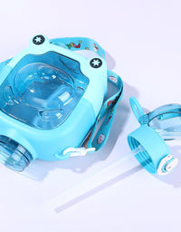 Cute Bear-Shaped Square Water Bottle with Straw and Strap (Kids Special)
