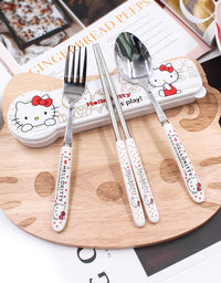 Portable Stainless Steel Cutlery Set – Spoon, Fork & Chopsticks with Case
