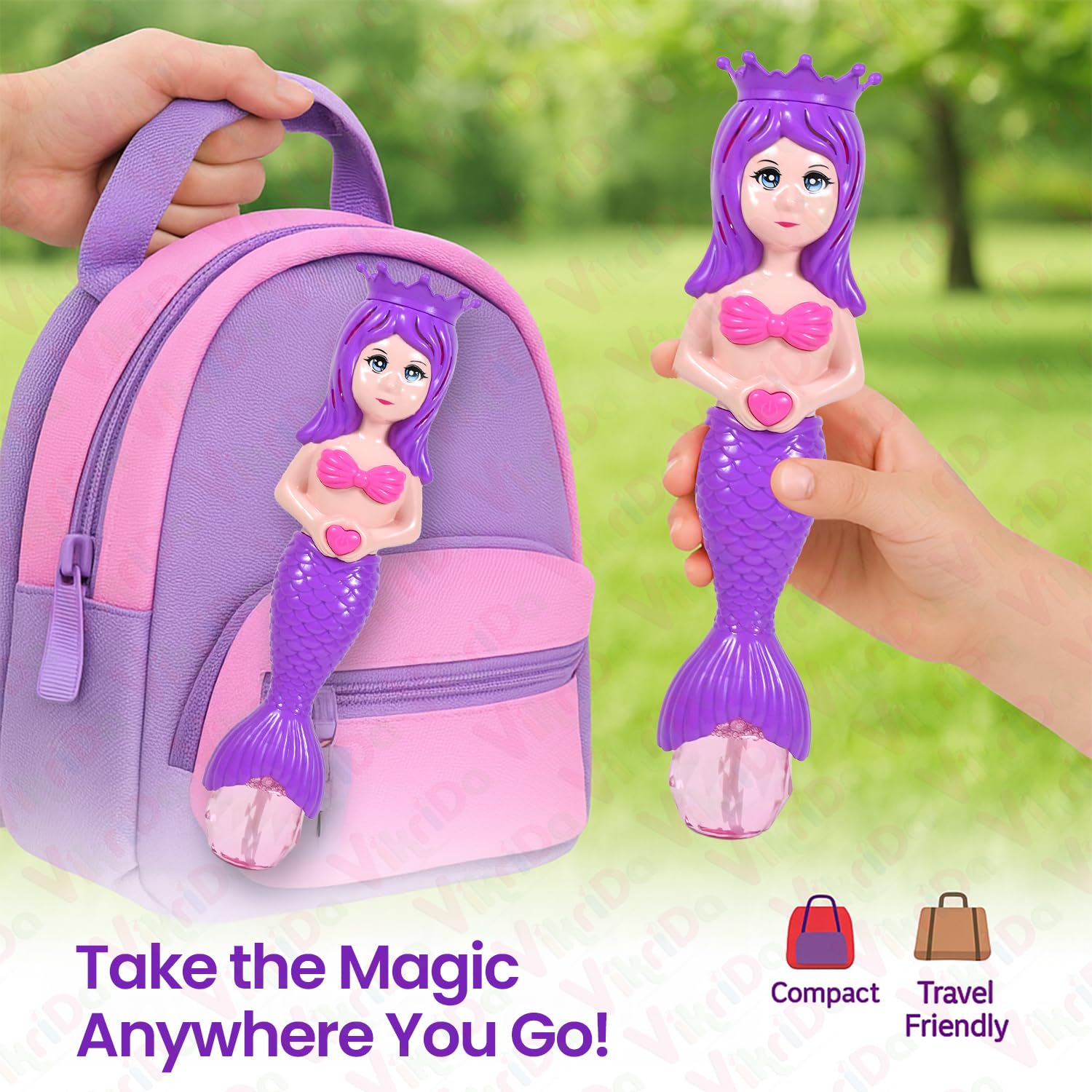 Mermaid Automatic Bubble Machine Toy for Kids – USB Rechargeable