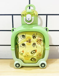 Cute Bear-Shaped Square Water Bottle with Straw and Strap (Kids Special)

