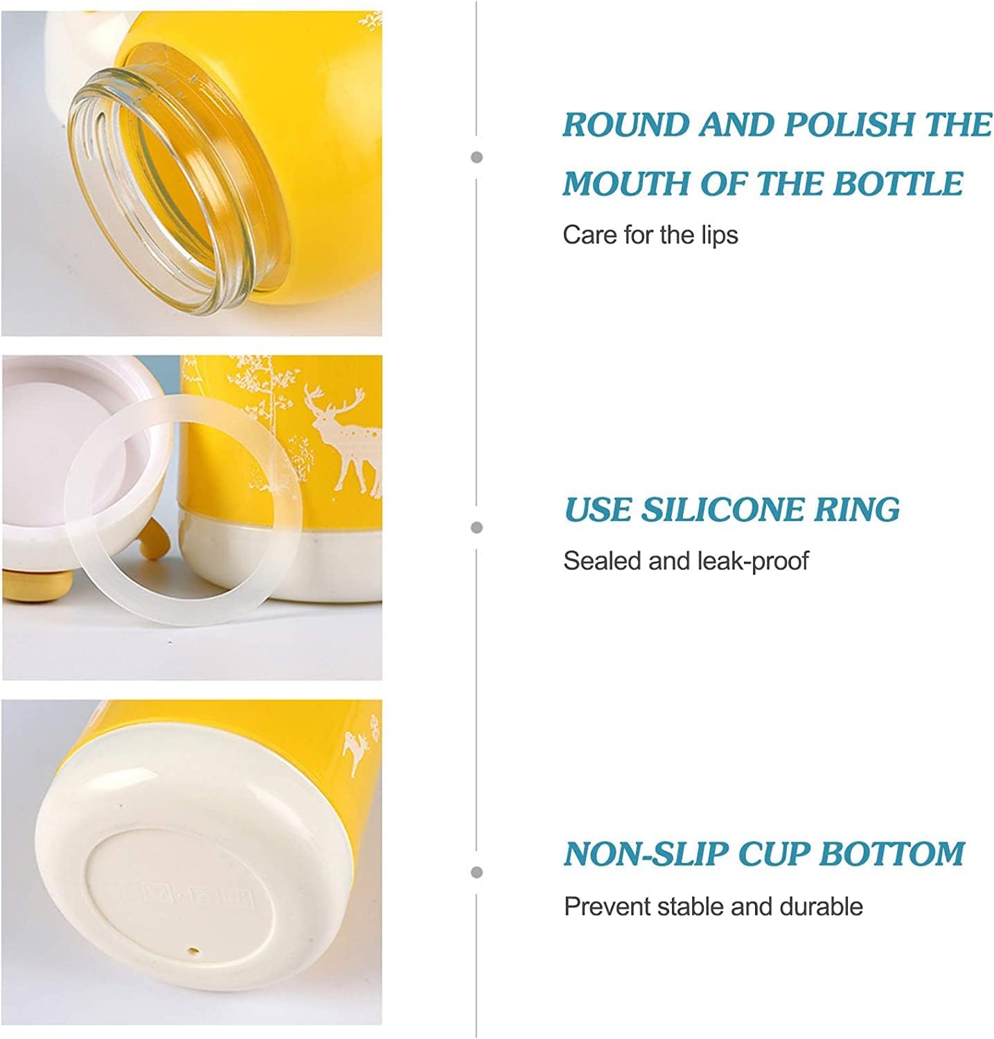 Small Premium Water Bottle Insulated Glass Bottle with Outer Plastic Cover
